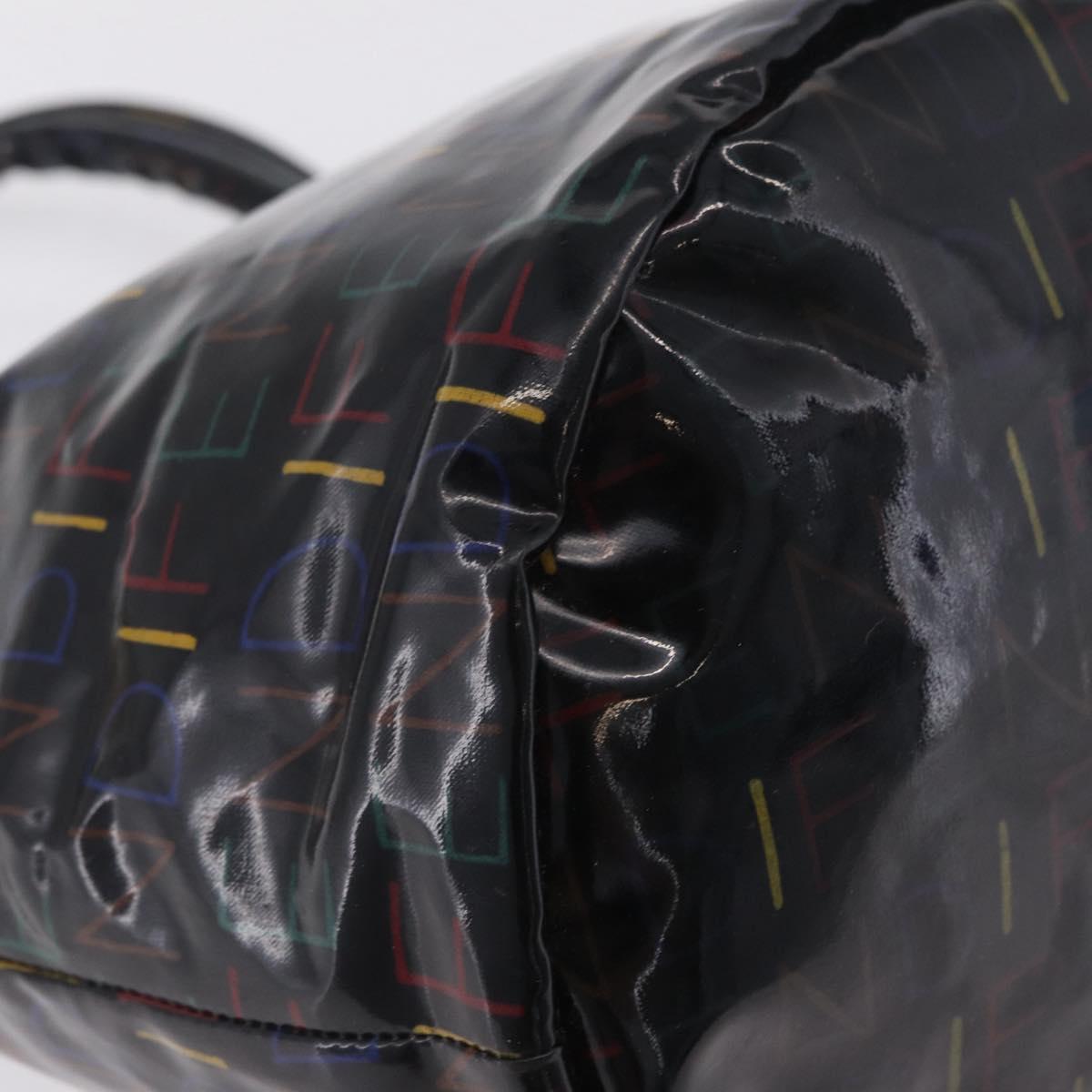 FENDI Hand Bag Patent leather Black Gold Auth 211887A