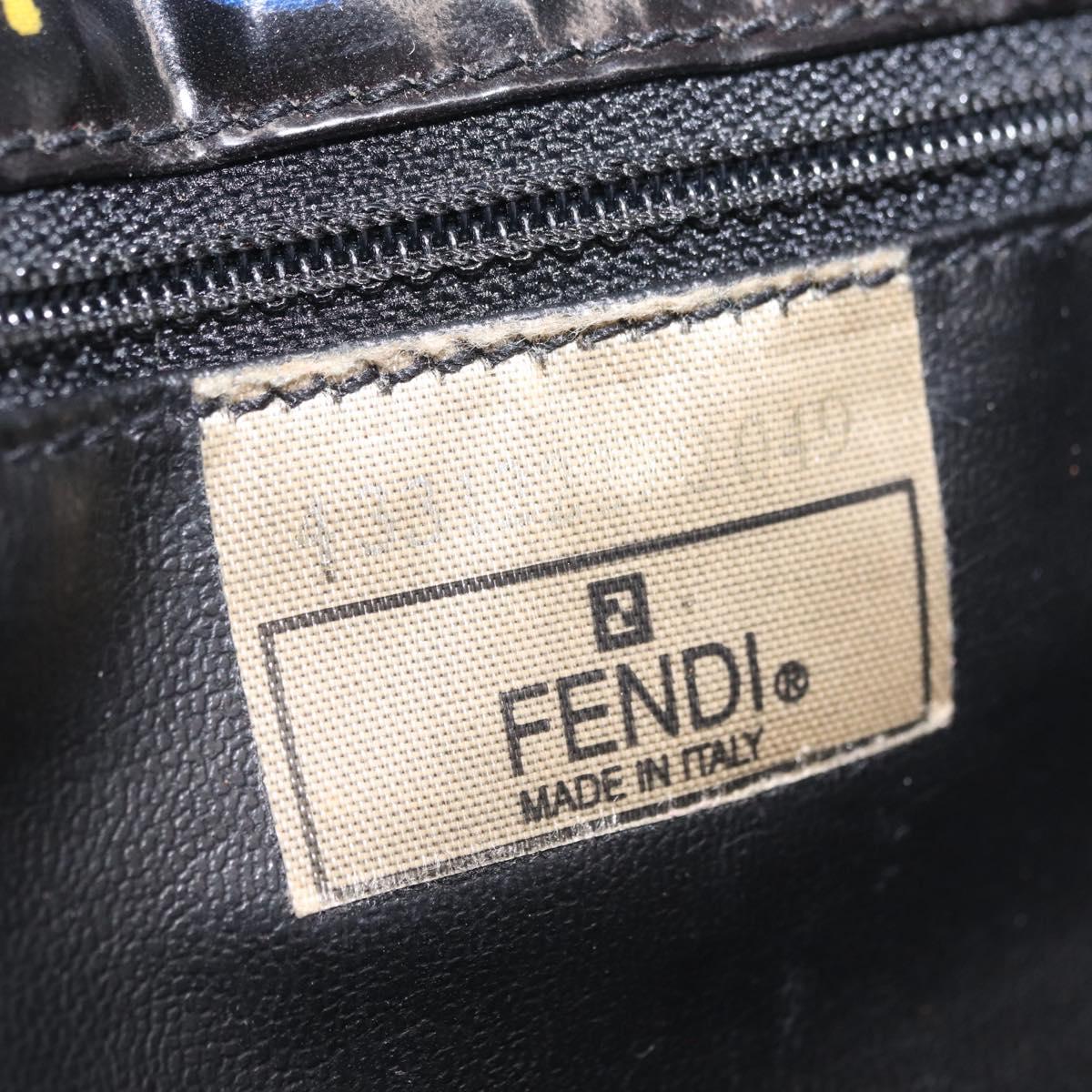 FENDI Hand Bag Patent leather Black Gold Auth 211887A