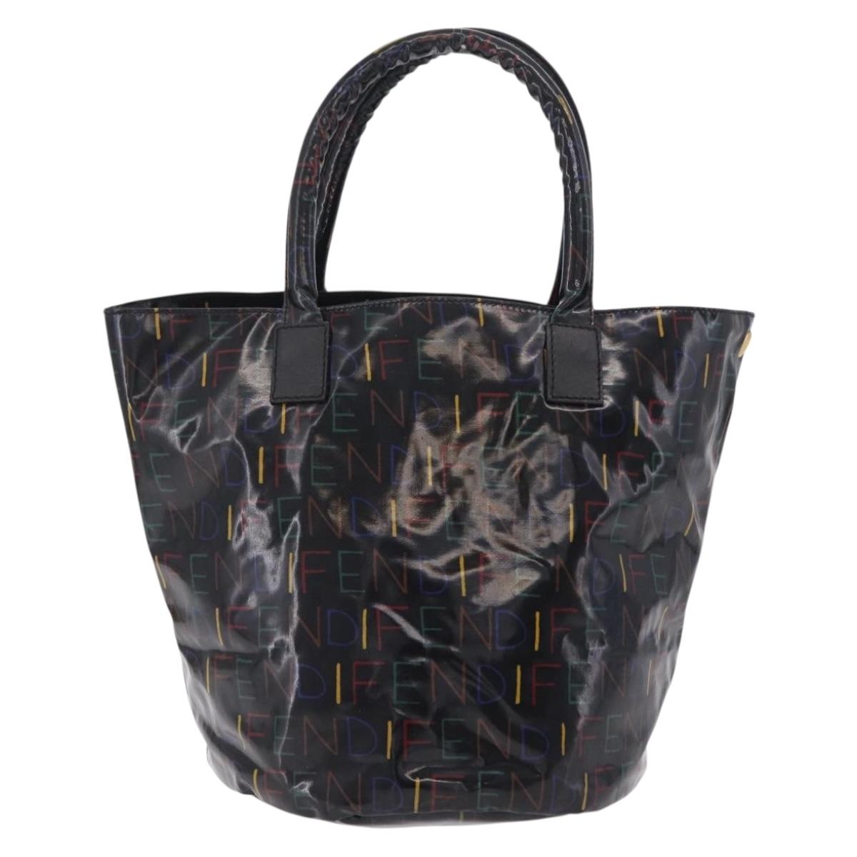 FENDI Hand Bag Patent leather Black Gold Auth 211887A