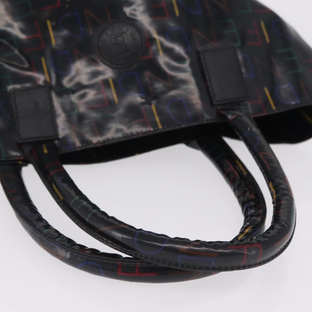 FENDI Hand Bag Patent leather Black Gold Auth 211887A