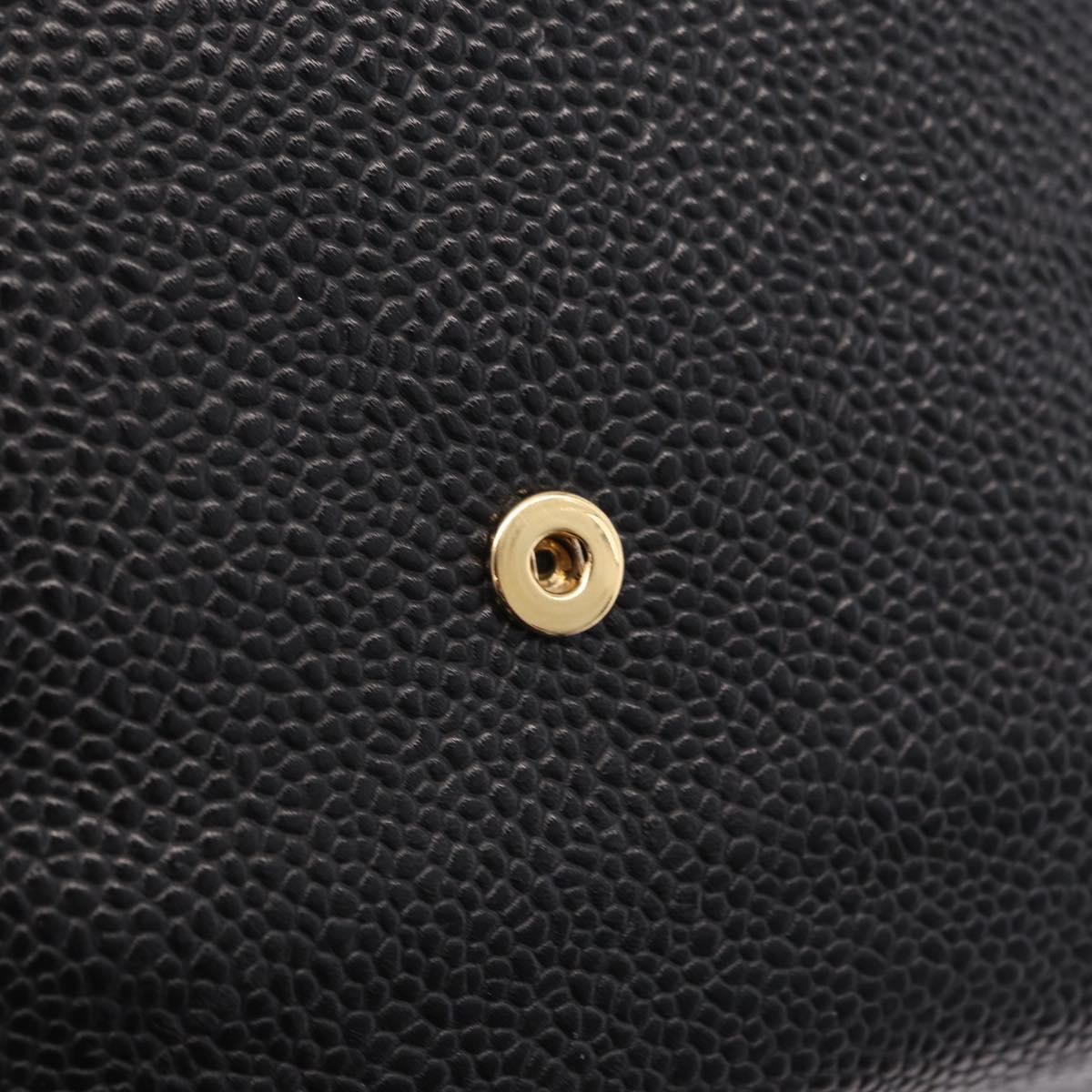 CHANEL Bifold Wallet Caviar Skin Black Gold CC Auth 211888M
