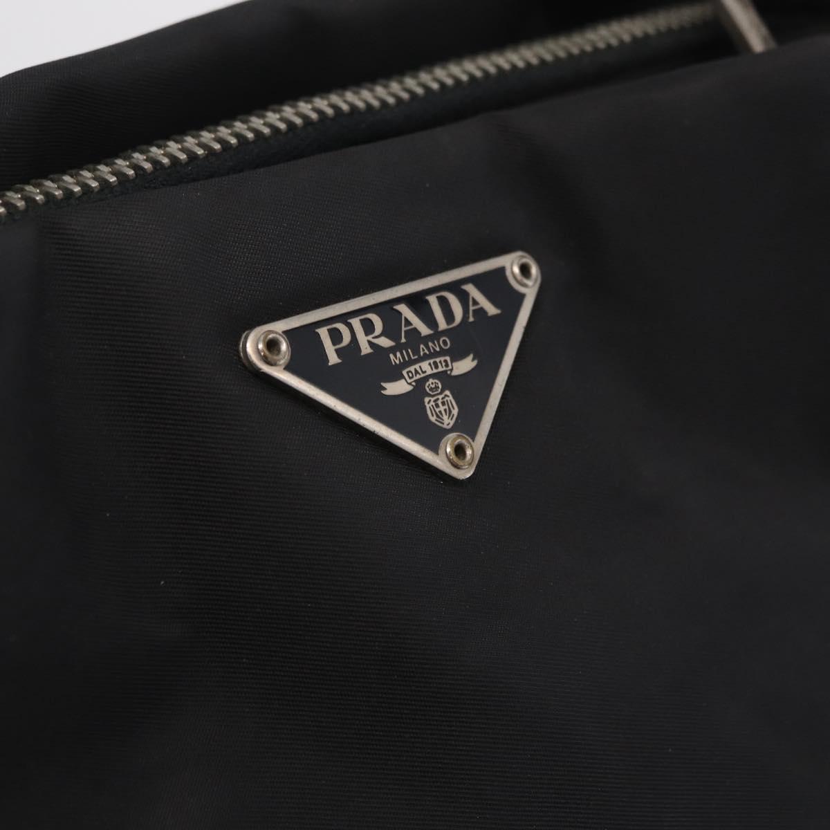 PRADA Tote Bag Nylon Black Silver Auth 211892
