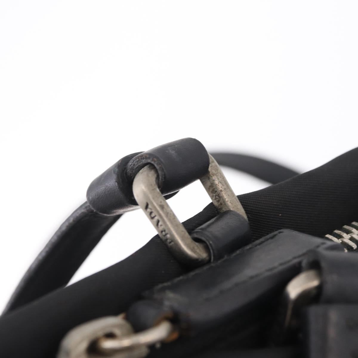 PRADA Tote Bag Nylon Black Silver Auth 211892