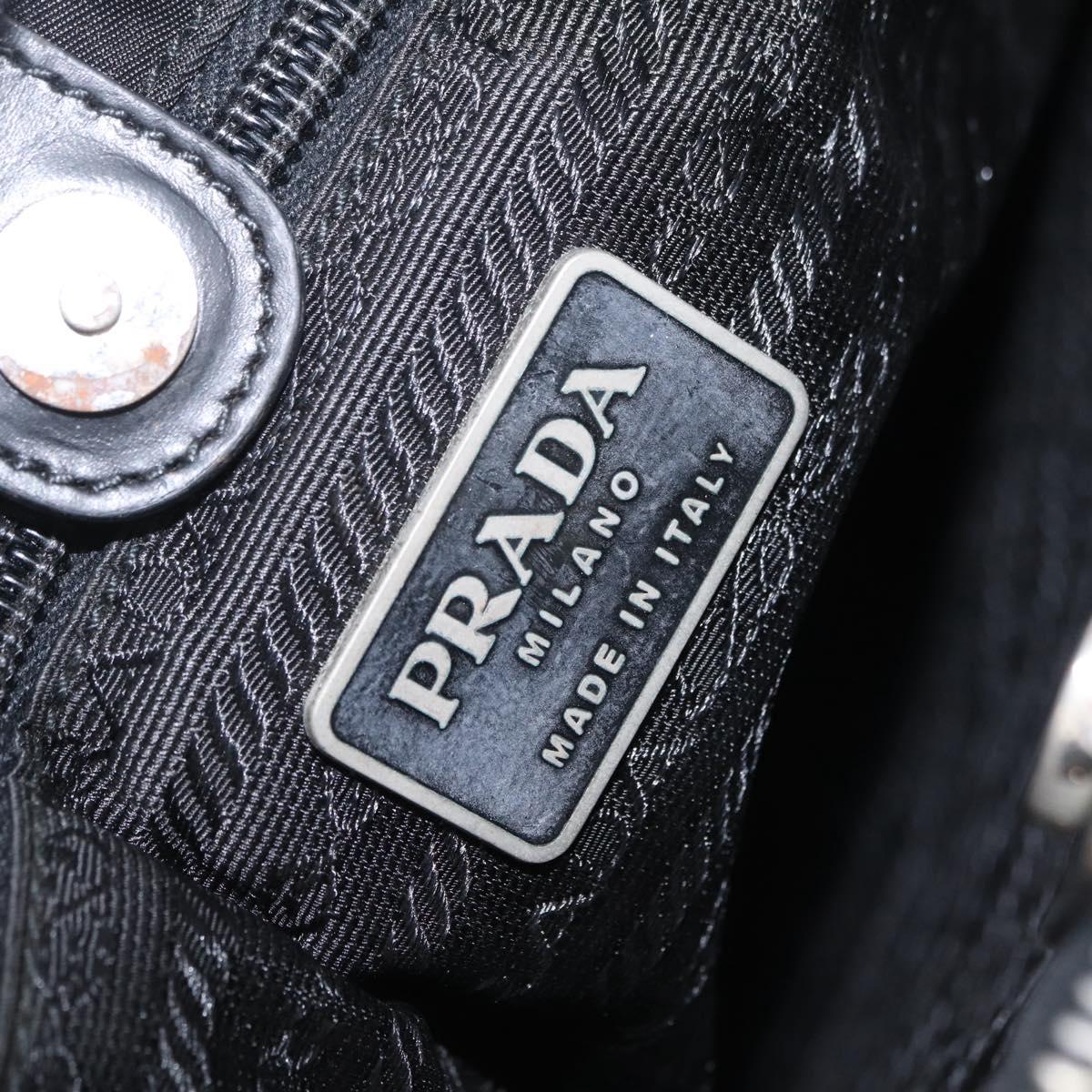 PRADA Tote Bag Nylon Black Silver Auth 211892