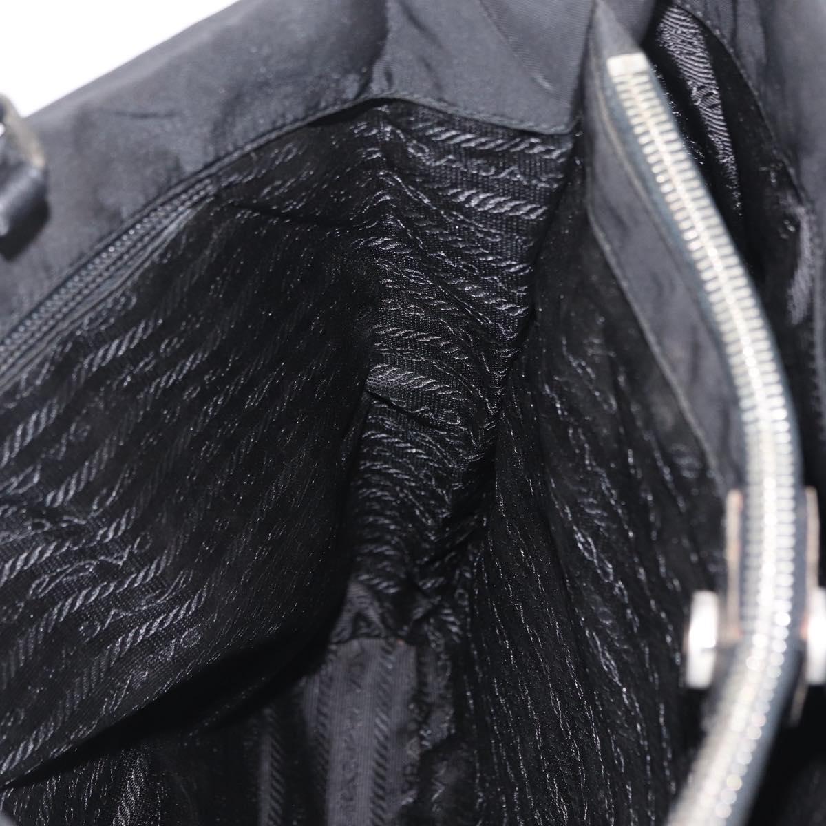 PRADA Tote Bag Nylon Black Silver Auth 211892