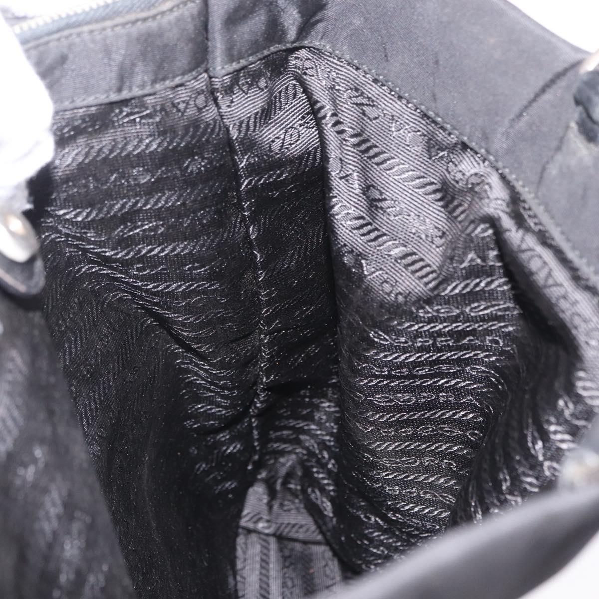 PRADA Tote Bag Nylon Black Silver Auth 211892
