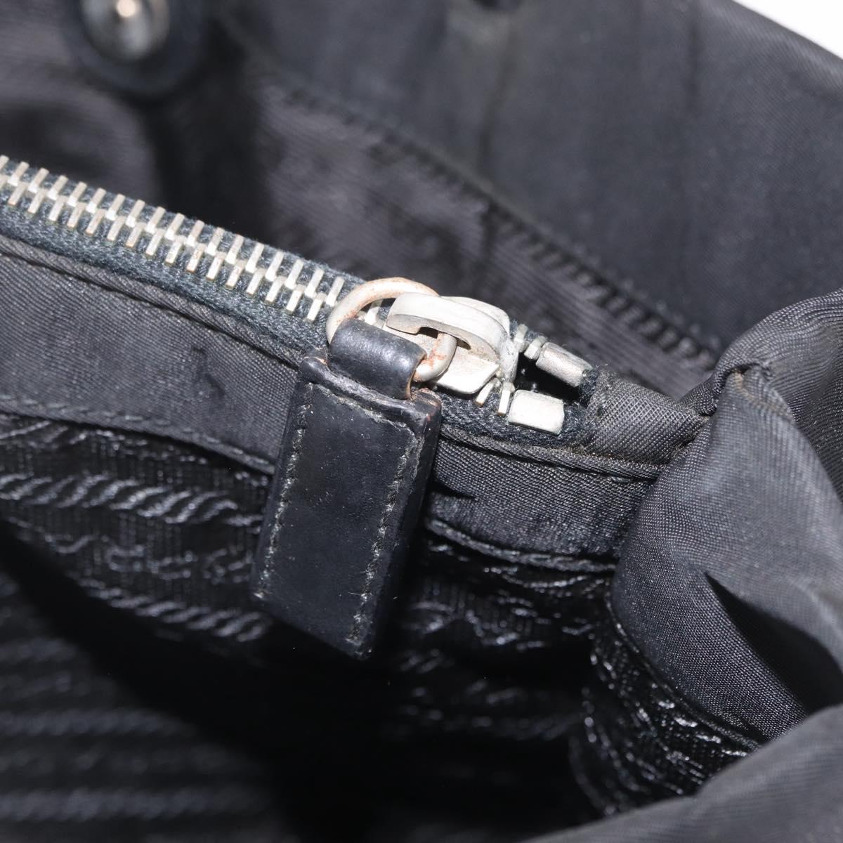 PRADA Tote Bag Nylon Black Silver Auth 211892