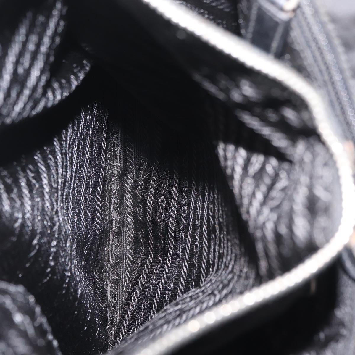 PRADA Tote Bag Nylon Black Silver Auth 211892