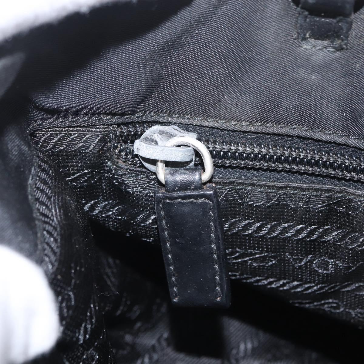 PRADA Tote Bag Nylon Black Silver Auth 211892