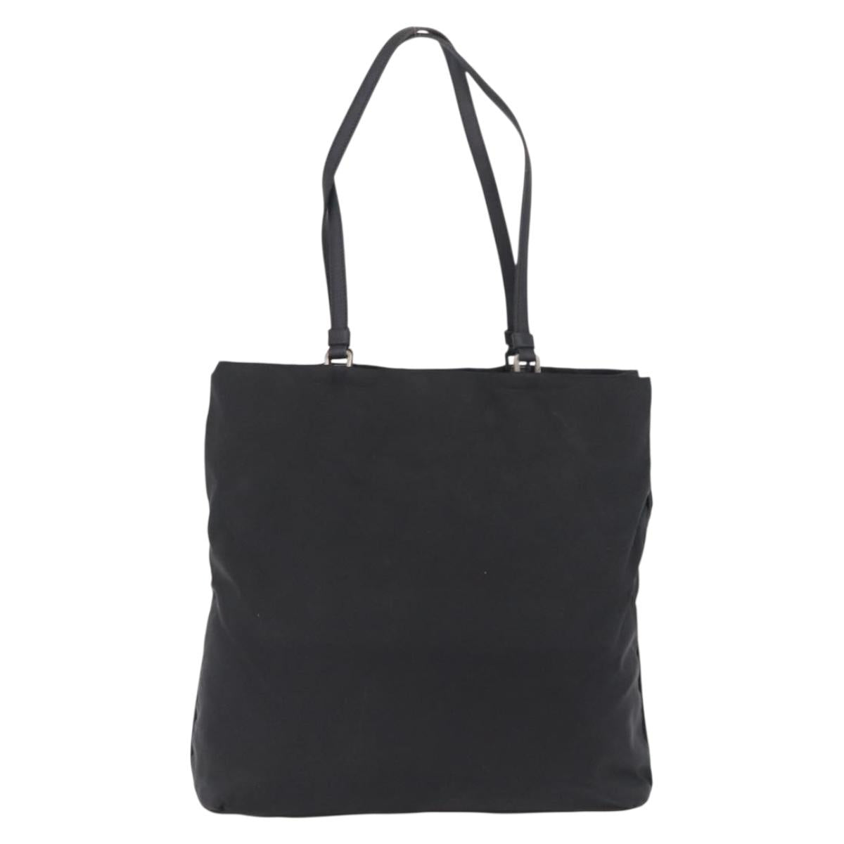 PRADA Tote Bag Nylon Black Silver Auth 211892