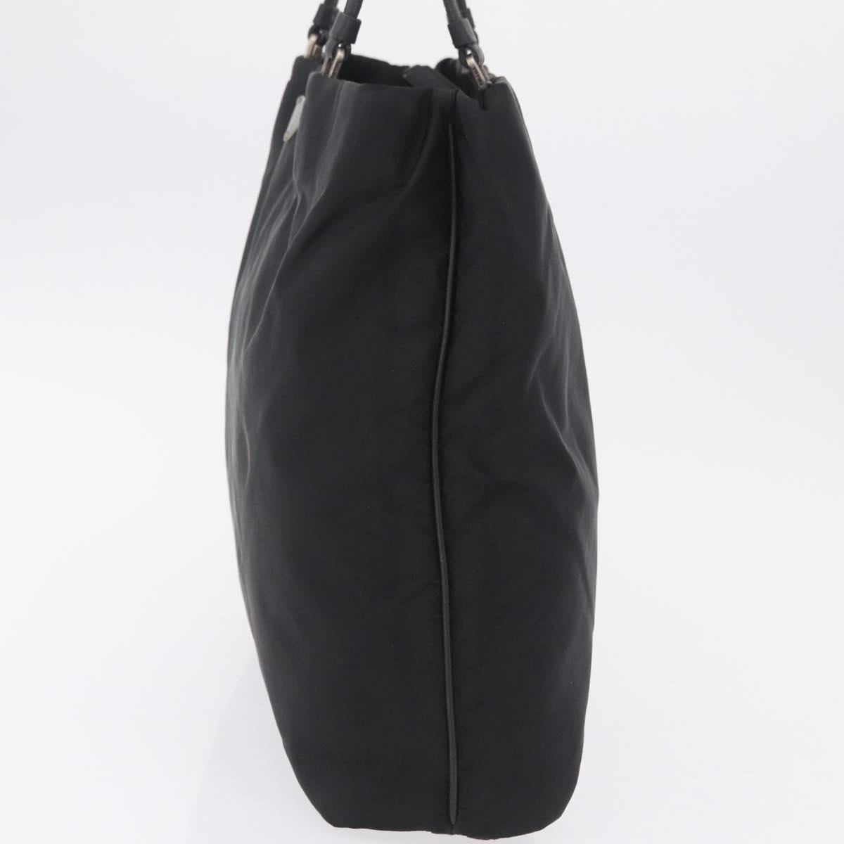 PRADA Tote Bag Nylon Black Silver Auth 211892
