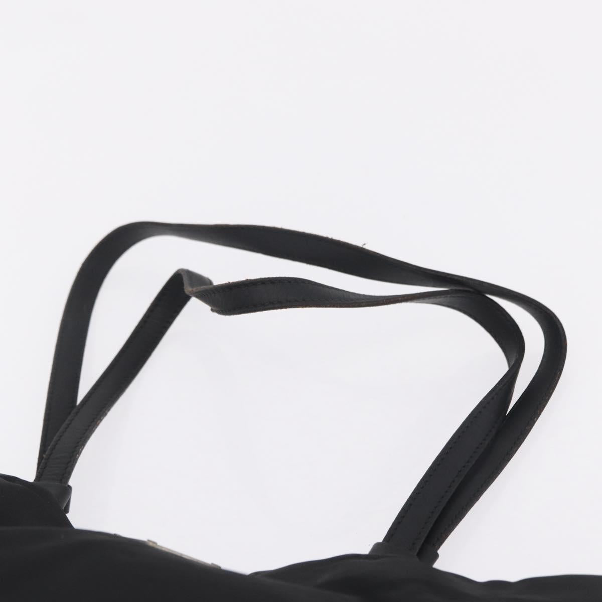PRADA Tote Bag Nylon Black Silver Auth 211892