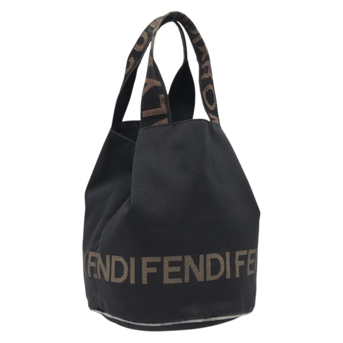 FENDI Hand Bag Canvas Black Auth 211897