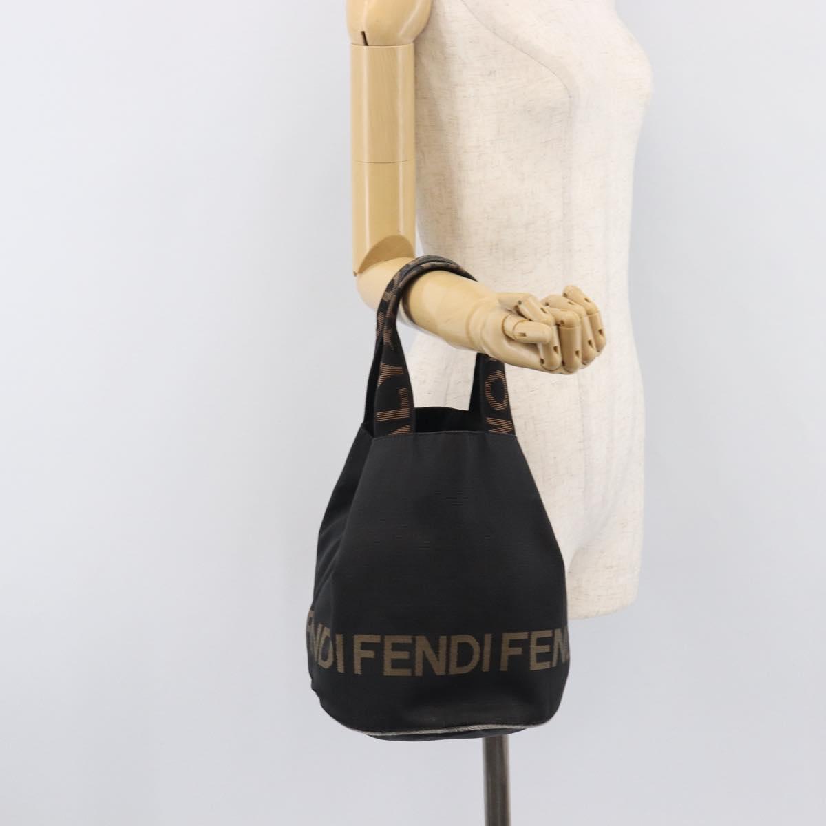 FENDI Hand Bag Canvas Black Auth 211897