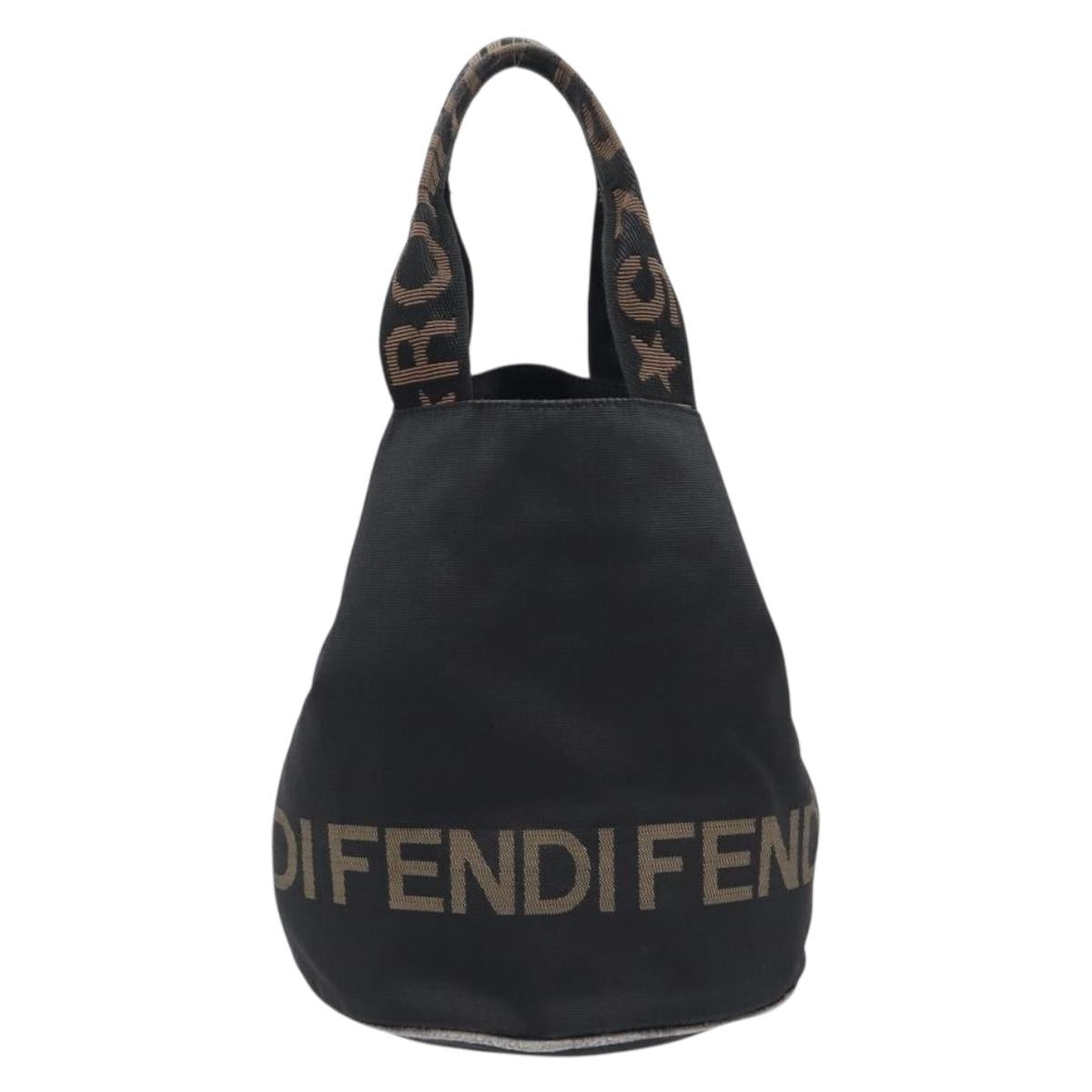 FENDI Hand Bag Canvas Black Auth 211897