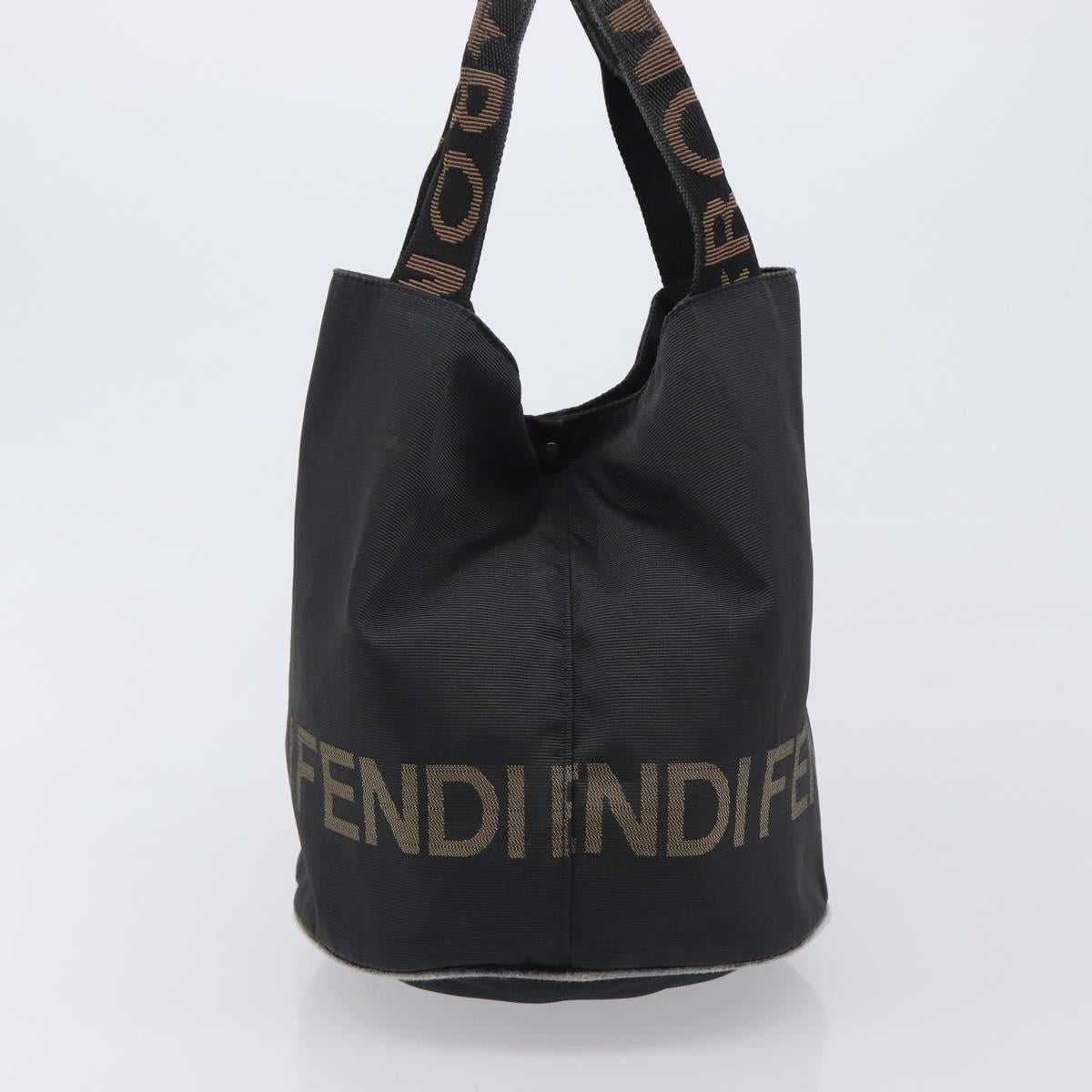 FENDI Hand Bag Canvas Black Auth 211897