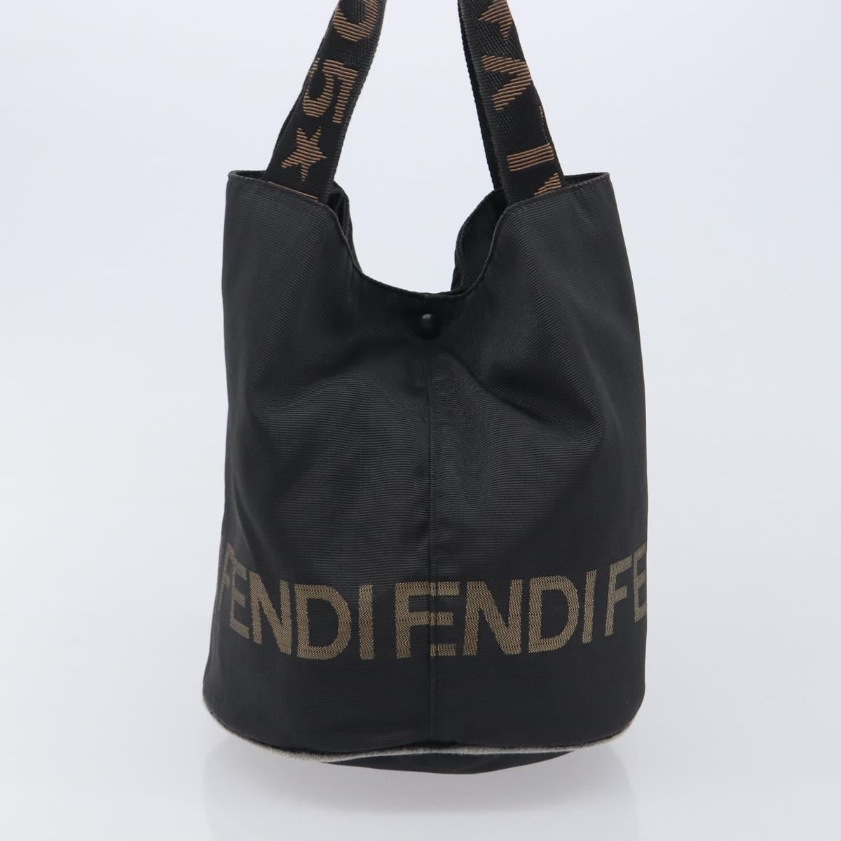 FENDI Hand Bag Canvas Black Auth 211897
