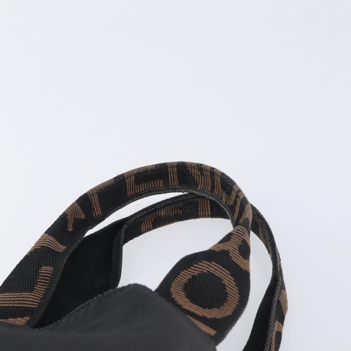 FENDI Hand Bag Canvas Black Auth 211897