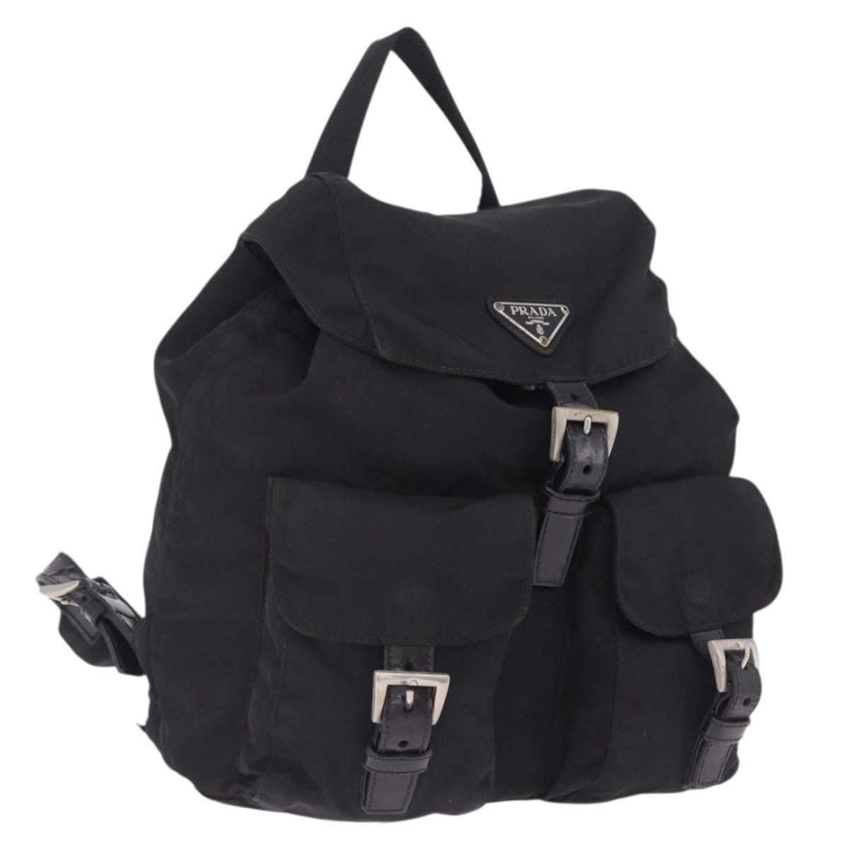 PRADA Backpack Nylon Black Silver Auth 211901