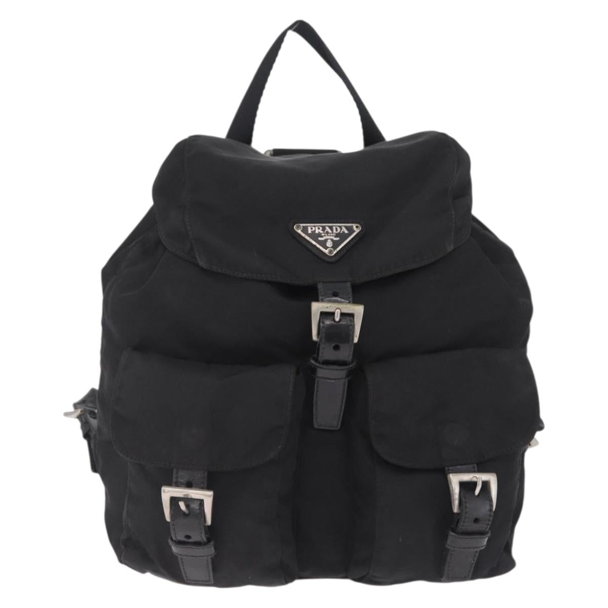 PRADA Backpack Nylon Black Silver Auth 211901
