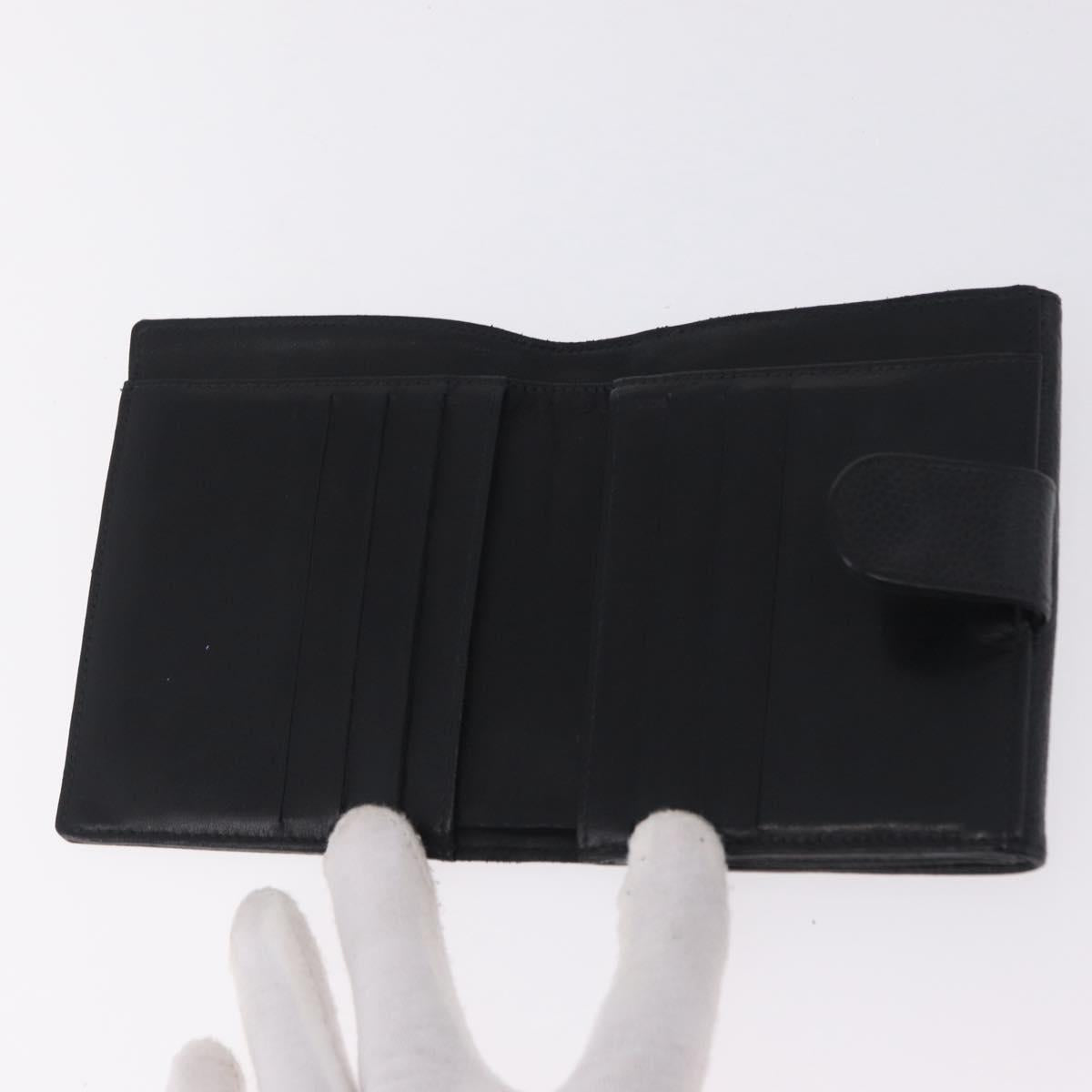 CHANEL Bifold Wallet Caviar Skin Black Gold CC Auth 211906A