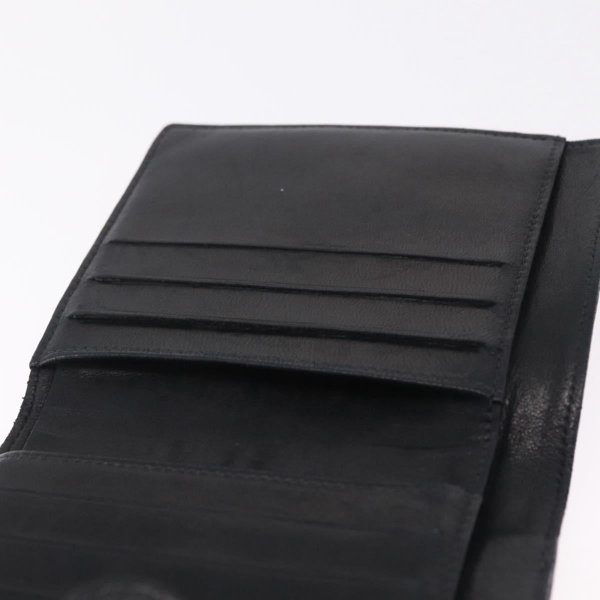 CHANEL Bifold Wallet Caviar Skin Black Gold CC Auth 211906A