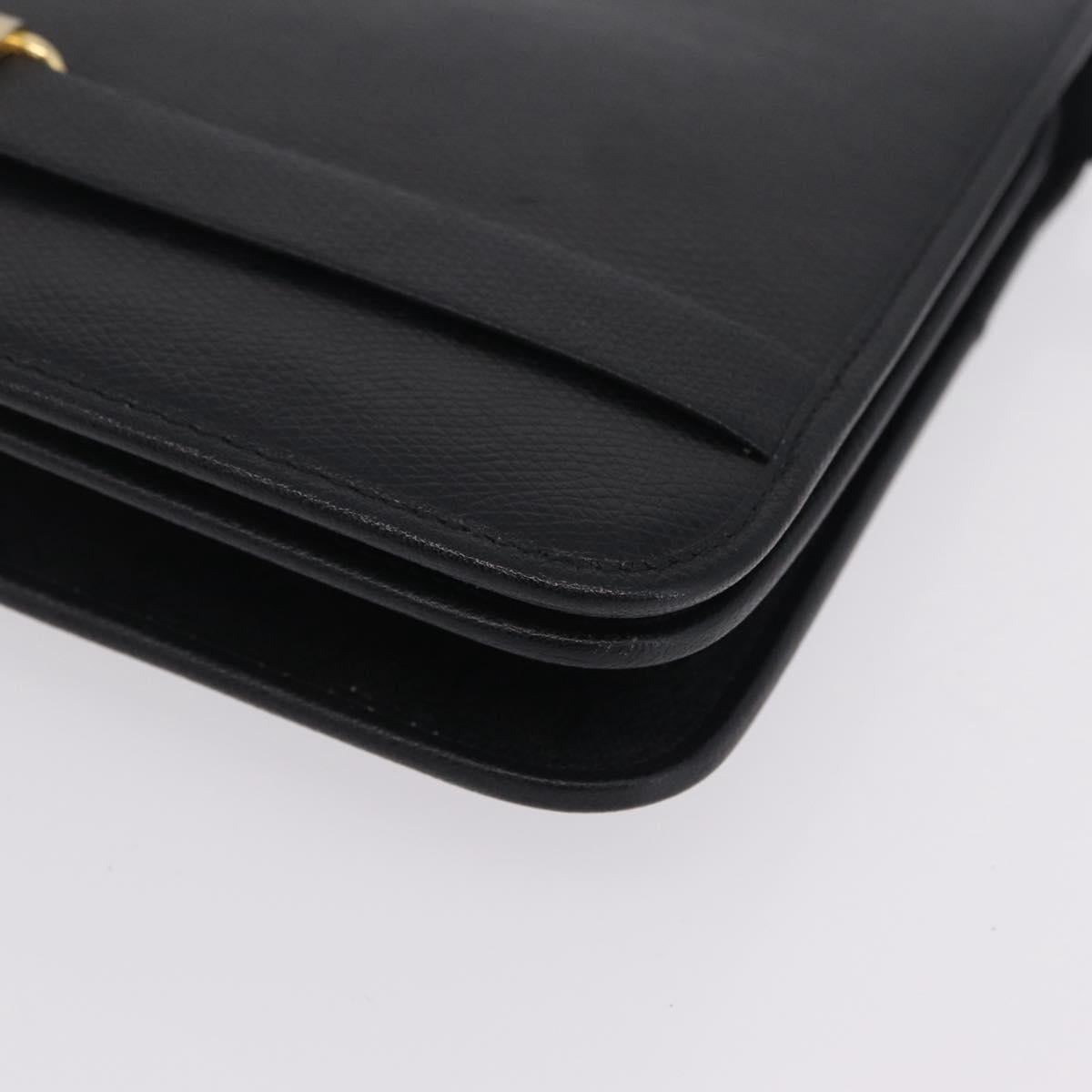 Christian Dior Shoulder Bag Leather Black Gold Auth 211910