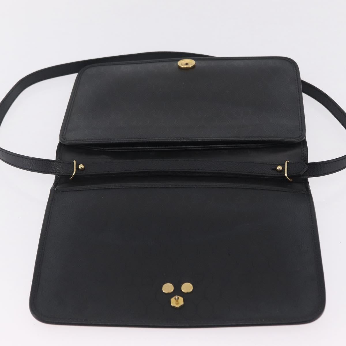 Christian Dior Shoulder Bag Leather Black Gold Auth 211910