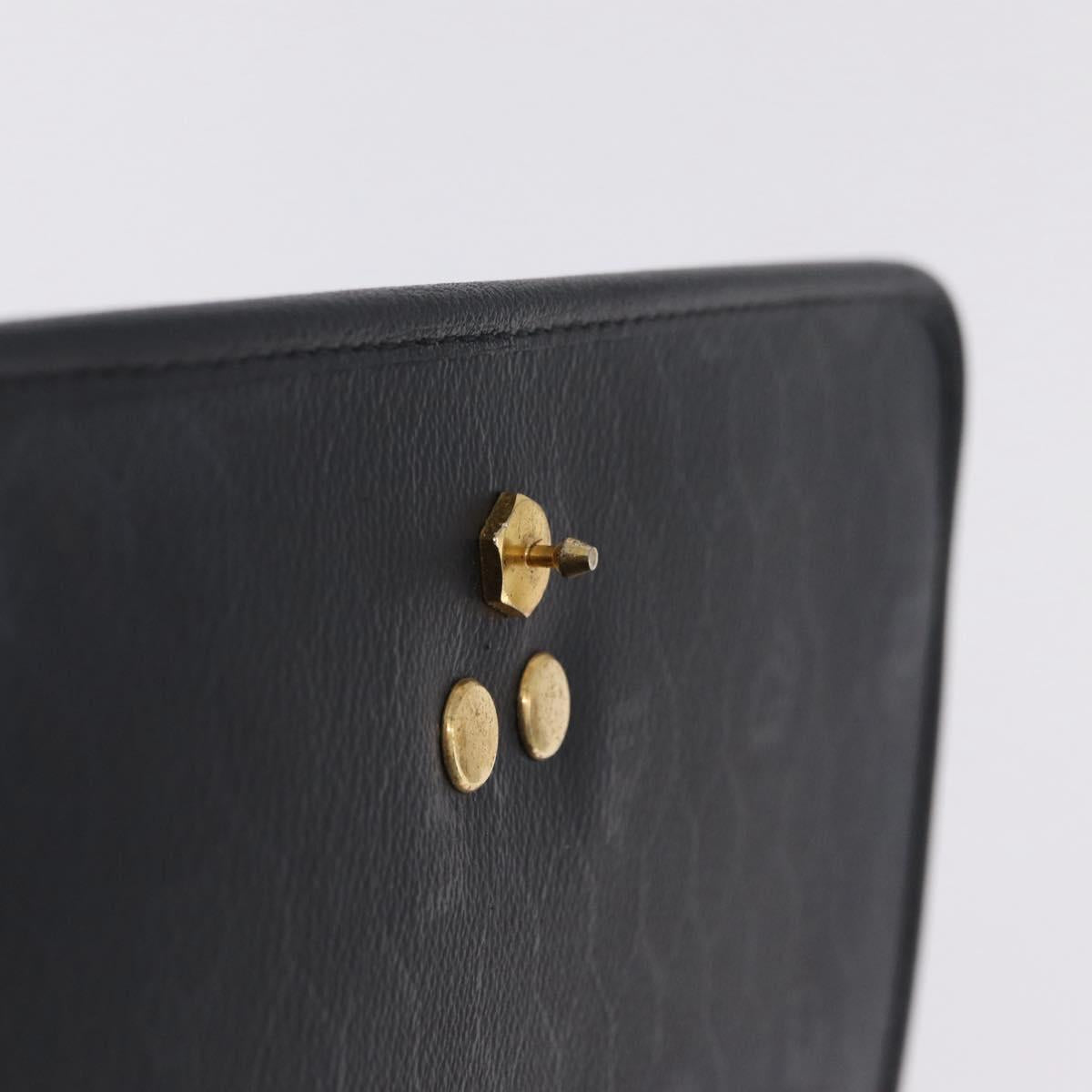 Christian Dior Shoulder Bag Leather Black Gold Auth 211910