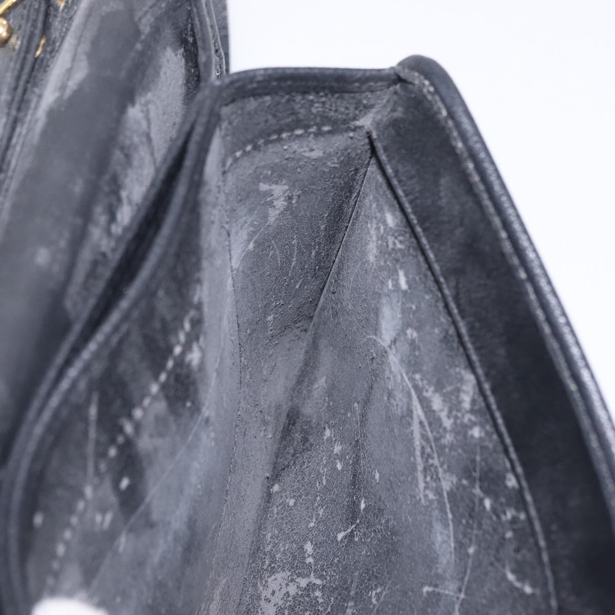 Christian Dior Shoulder Bag Leather Black Gold Auth 211910