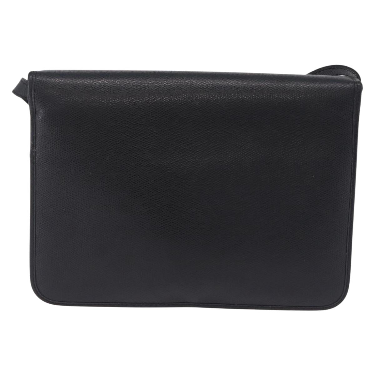 Christian Dior Shoulder Bag Leather Black Gold Auth 211910