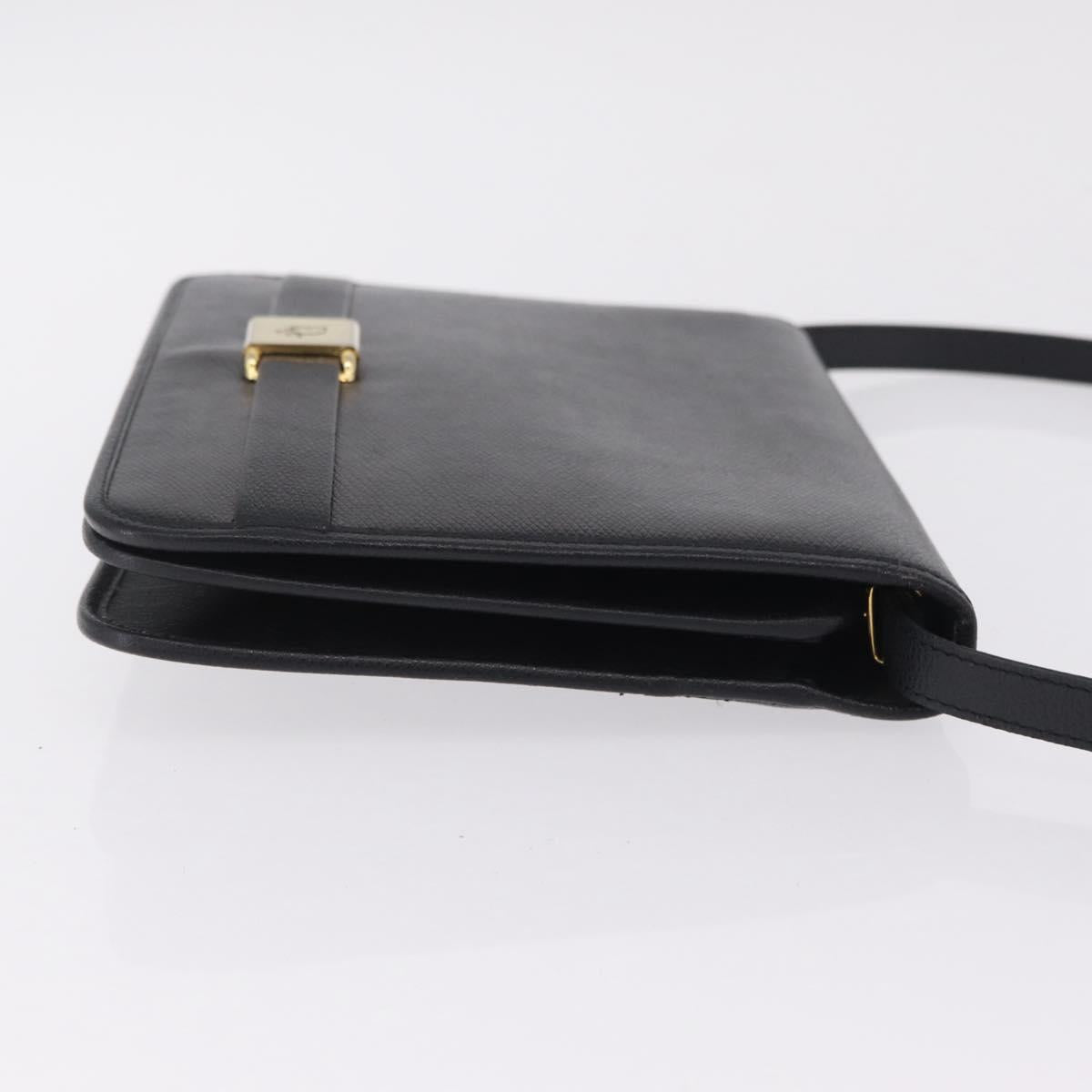 Christian Dior Shoulder Bag Leather Black Gold Auth 211910