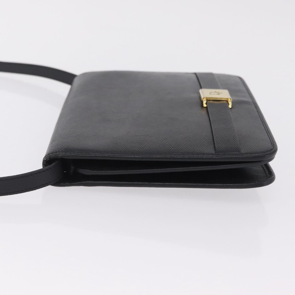 Christian Dior Shoulder Bag Leather Black Gold Auth 211910