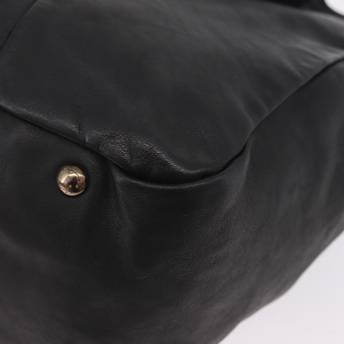 Salvatore Ferragamo Gancini Hand Bag Leather Black Silver Auth 211912V