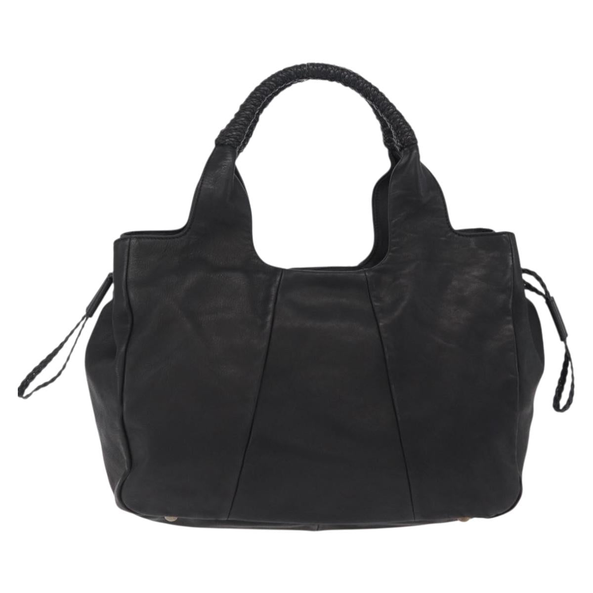 Salvatore Ferragamo Gancini Hand Bag Leather Black Silver Auth 211912V