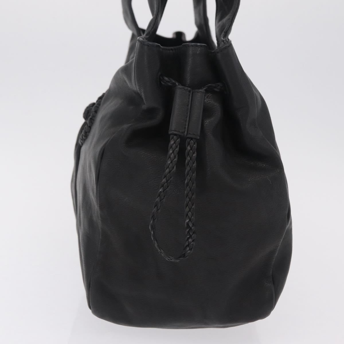 Salvatore Ferragamo Gancini Hand Bag Leather Black Silver Auth 211912V