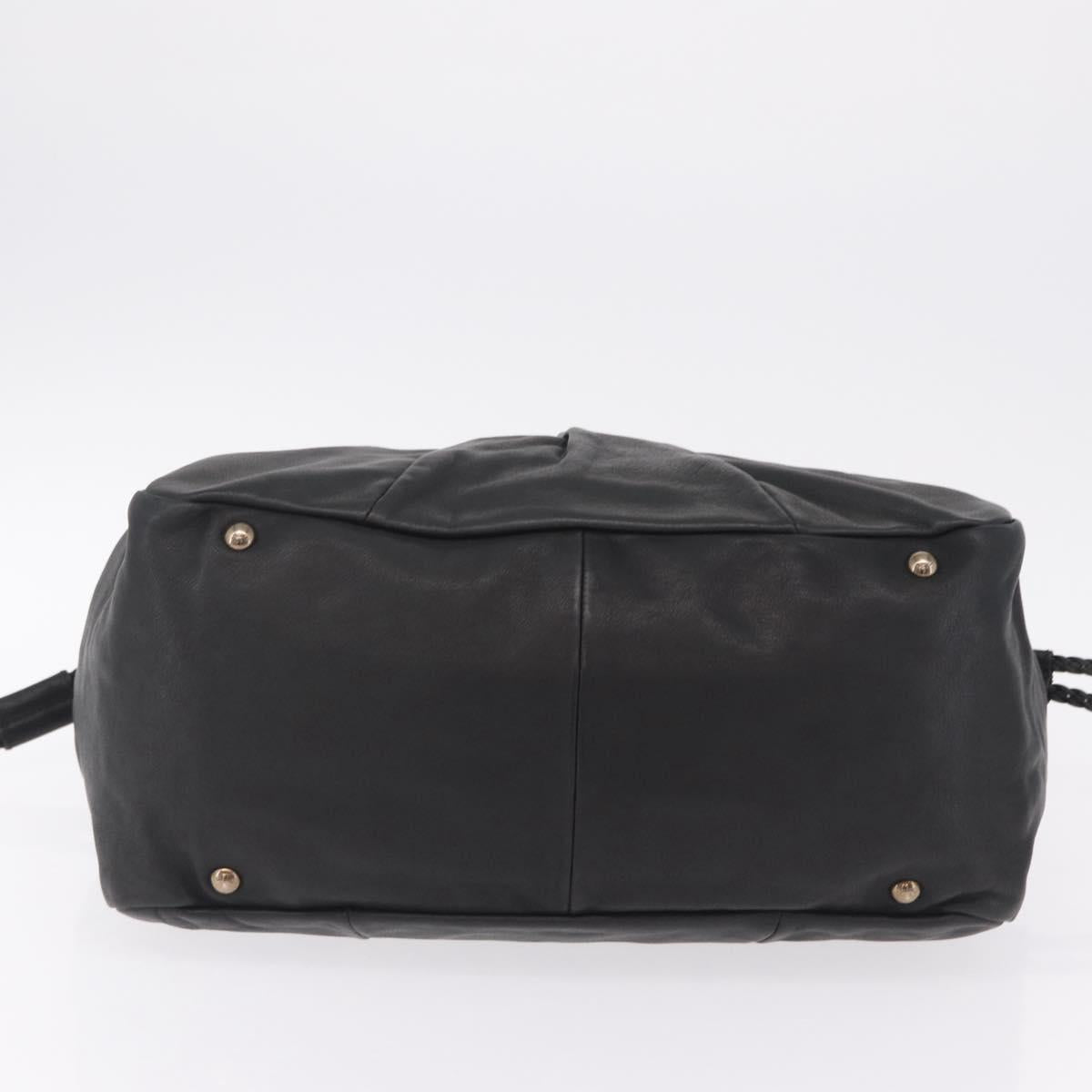 Salvatore Ferragamo Gancini Hand Bag Leather Black Silver Auth 211912V