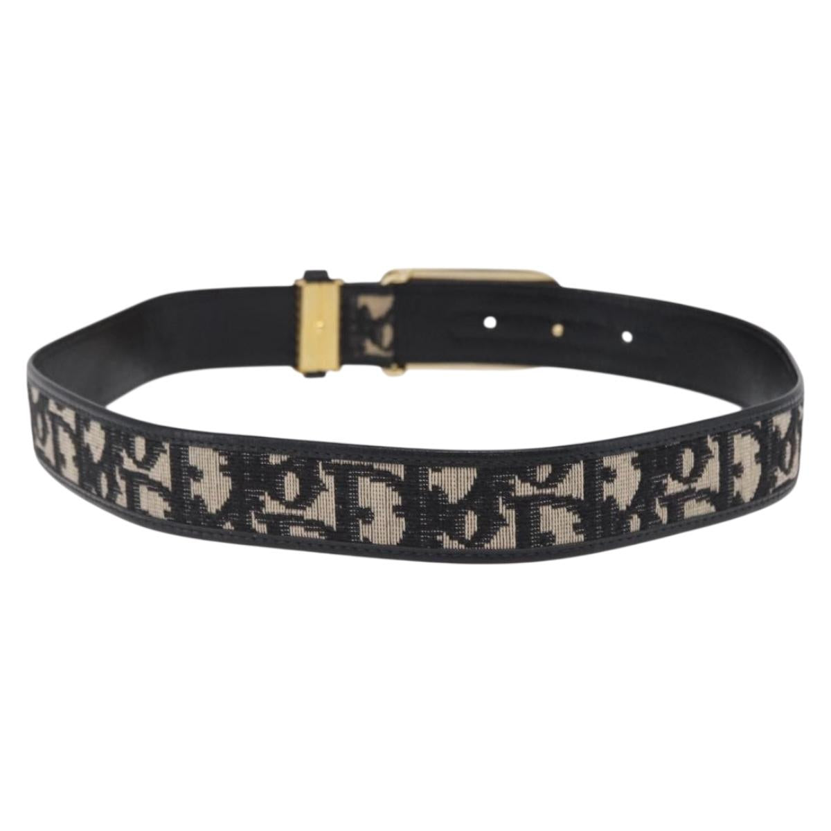 Christian Dior Trotter Canvas Belt 29.5"" Navy Gold Auth 211913A
