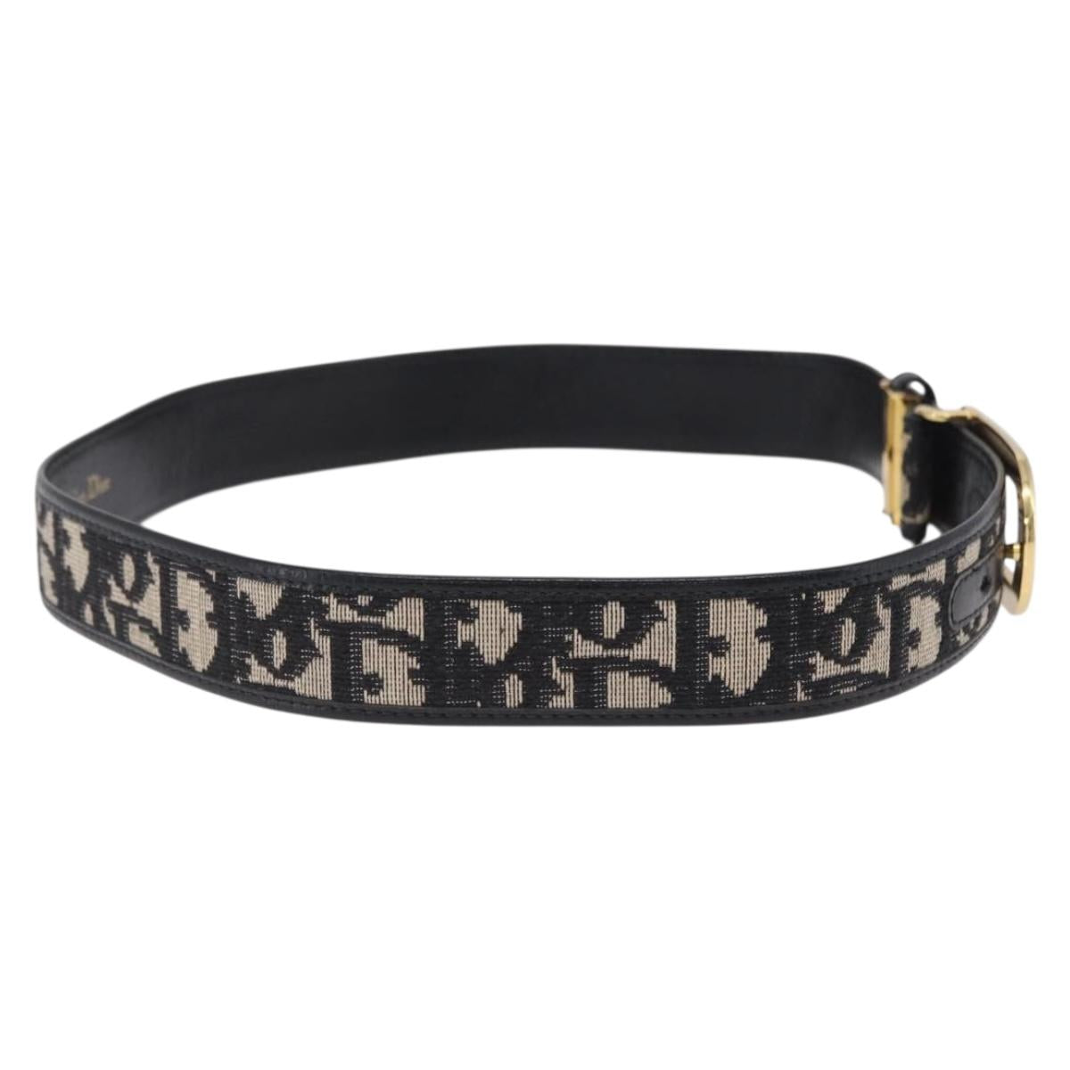 Christian Dior Trotter Canvas Belt 29.5"" Navy Gold Auth 211913A