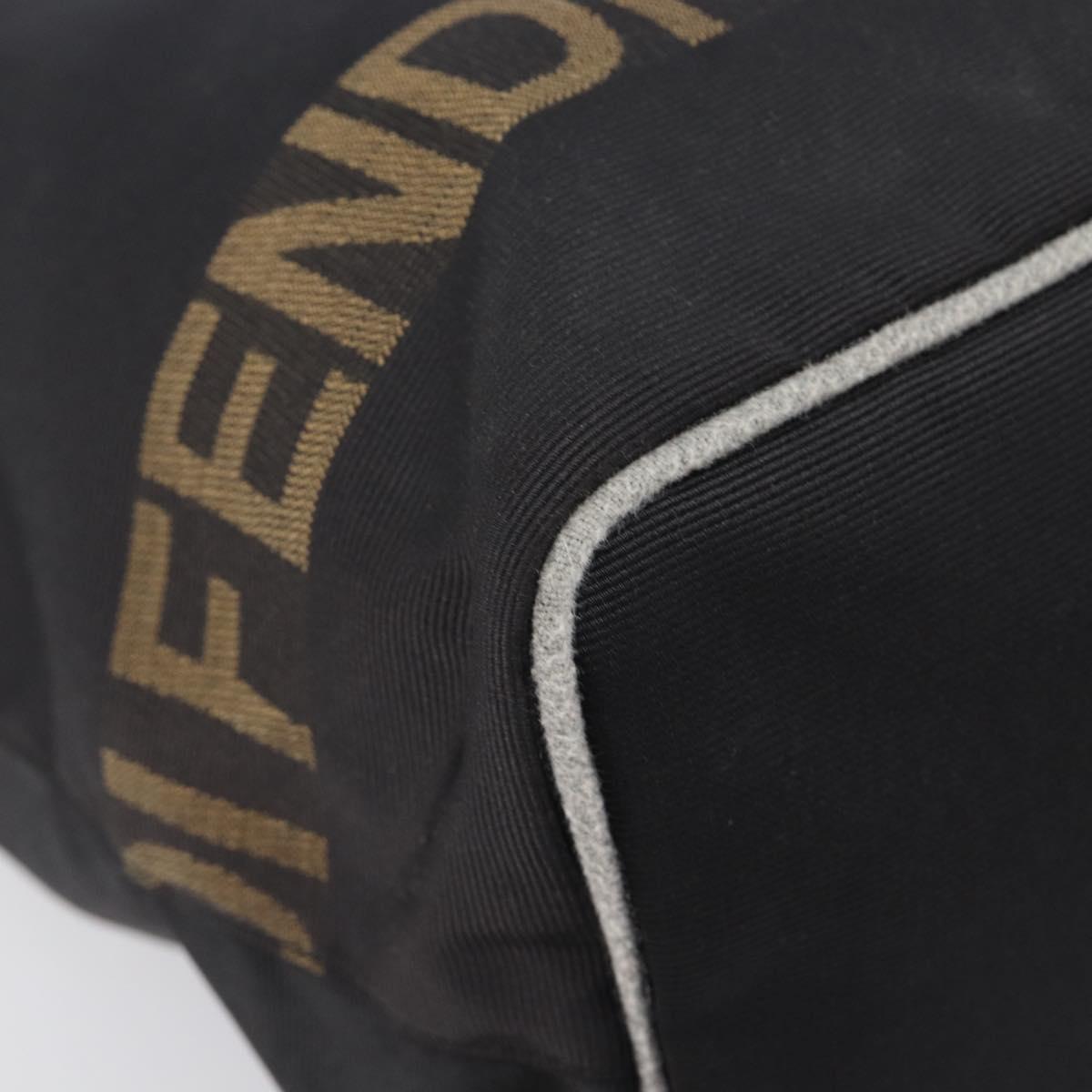 FENDI Hand Bag Canvas Black Silver 26488 Auth 211916A