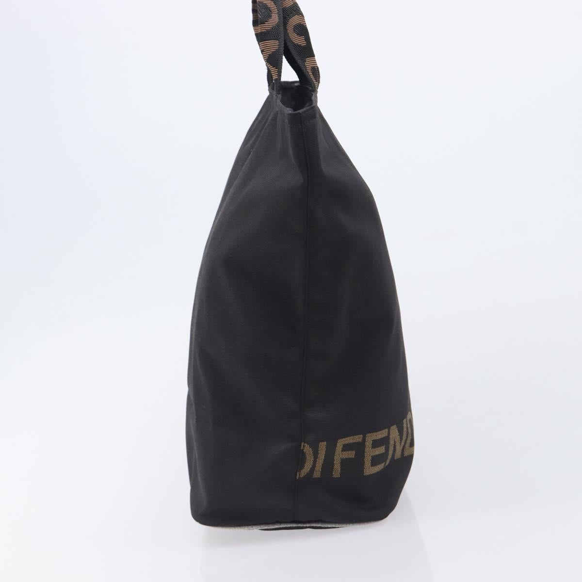 FENDI Hand Bag Canvas Black Silver 26488 Auth 211916A