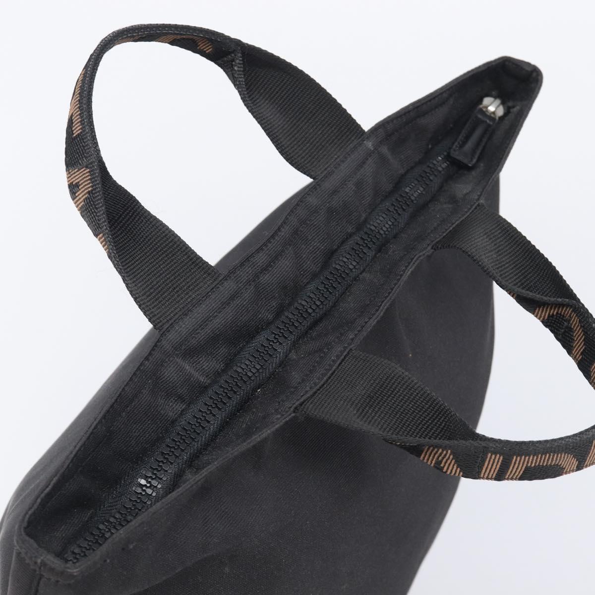FENDI Hand Bag Canvas Black Silver 26488 Auth 211916A