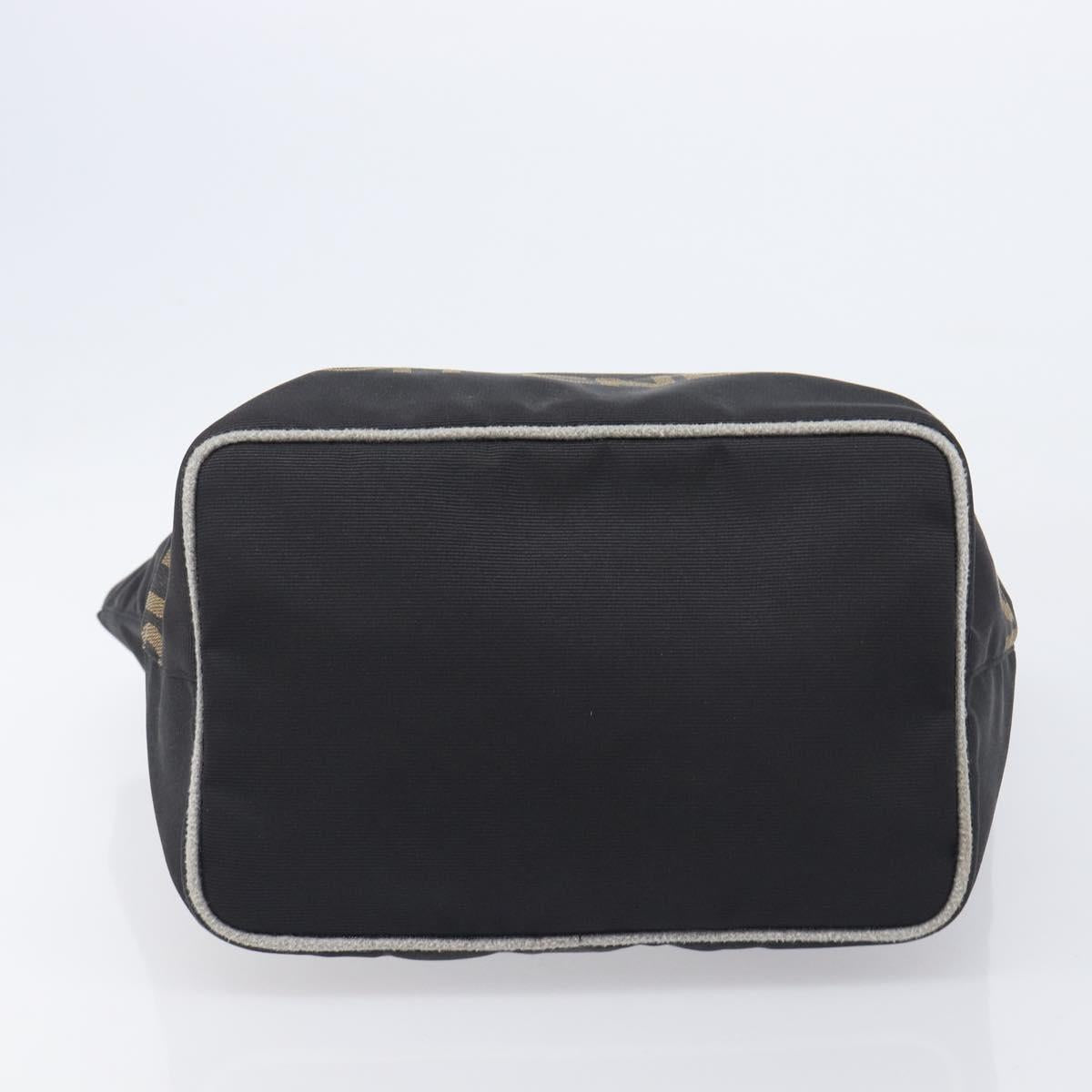 FENDI Hand Bag Canvas Black Silver 26488 Auth 211916A