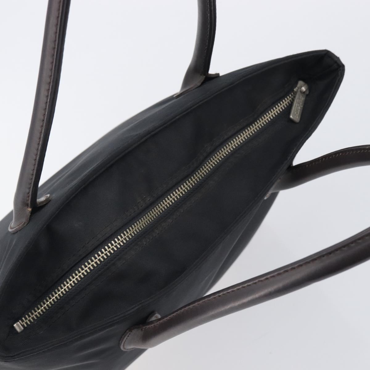Burberrys Blue Label Tote Bag Nylon Black Silver Auth 211919