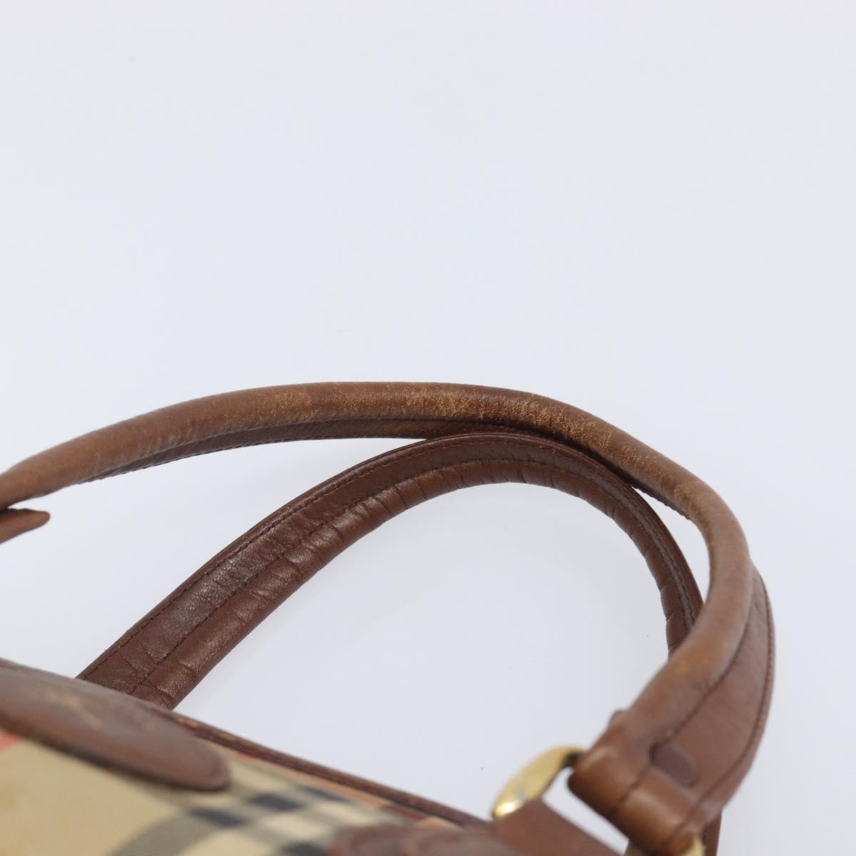 Burberrys Nova Check Boston Bag Canvas Beige Gold Auth 211927