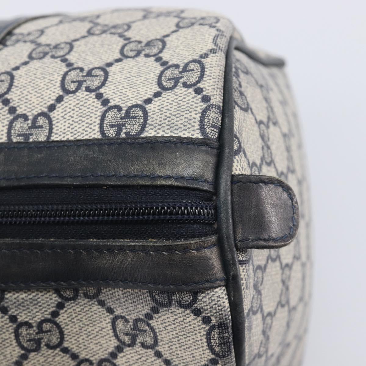 GUCCI GG Supreme Sherry Line Hand Bag PVC Navy Gold 24 012 3842 Auth 211929