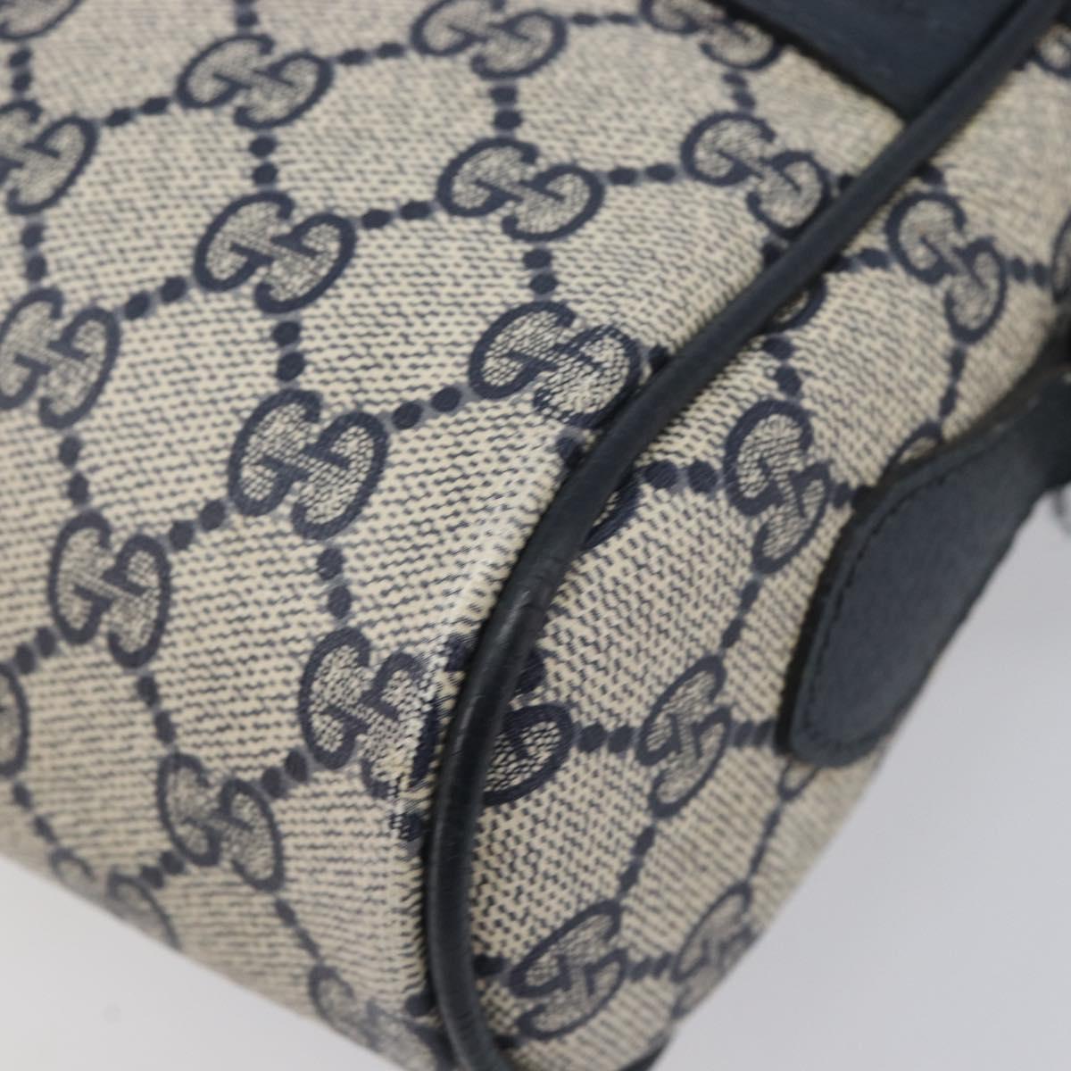 GUCCI GG Supreme Sherry Line Shoulder Bag PVC Navy Gold 56 02 087 Auth 211935