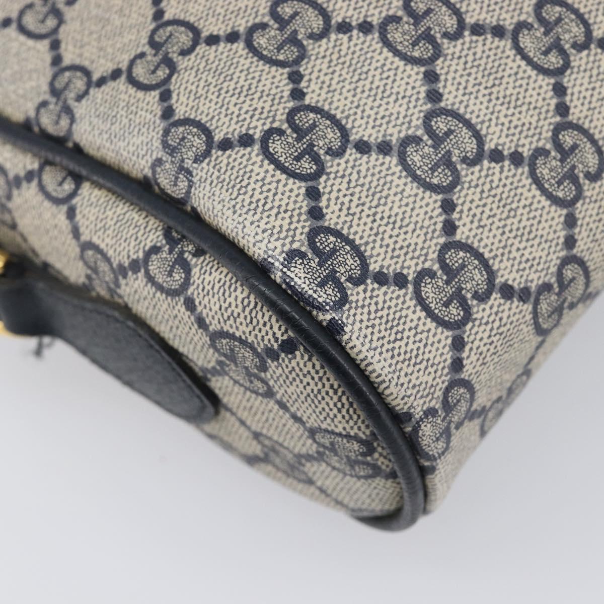 GUCCI GG Supreme Sherry Line Shoulder Bag PVC Navy Gold 56 02 087 Auth 211935