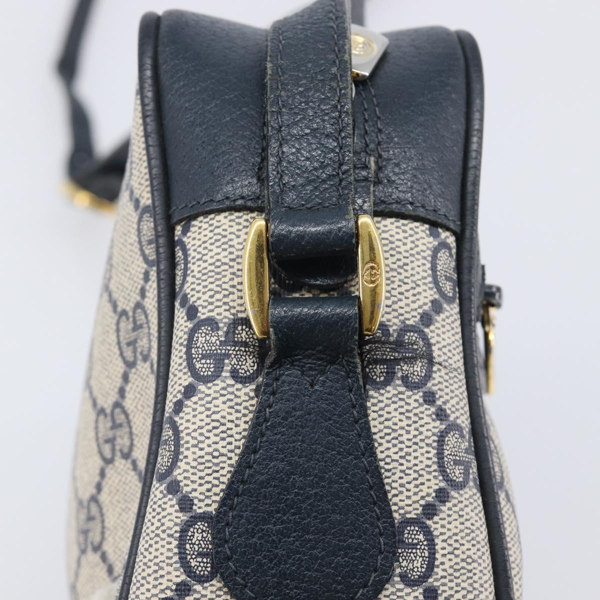 GUCCI GG Supreme Sherry Line Shoulder Bag PVC Navy Gold 56 02 087 Auth 211935