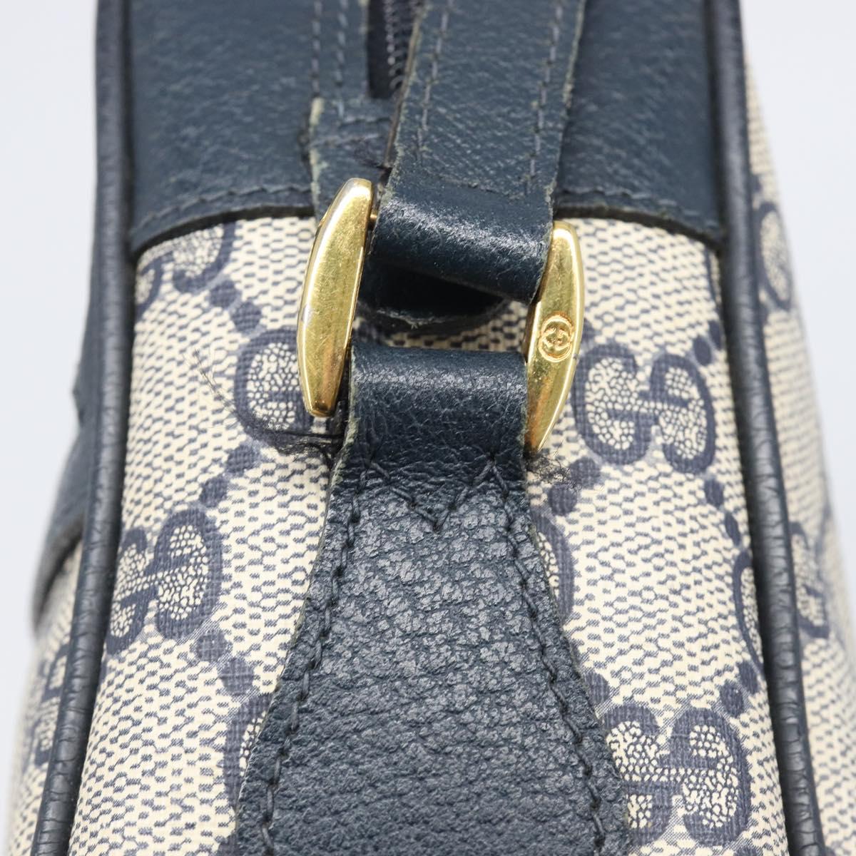 GUCCI GG Supreme Sherry Line Shoulder Bag PVC Navy Gold 56 02 087 Auth 211935